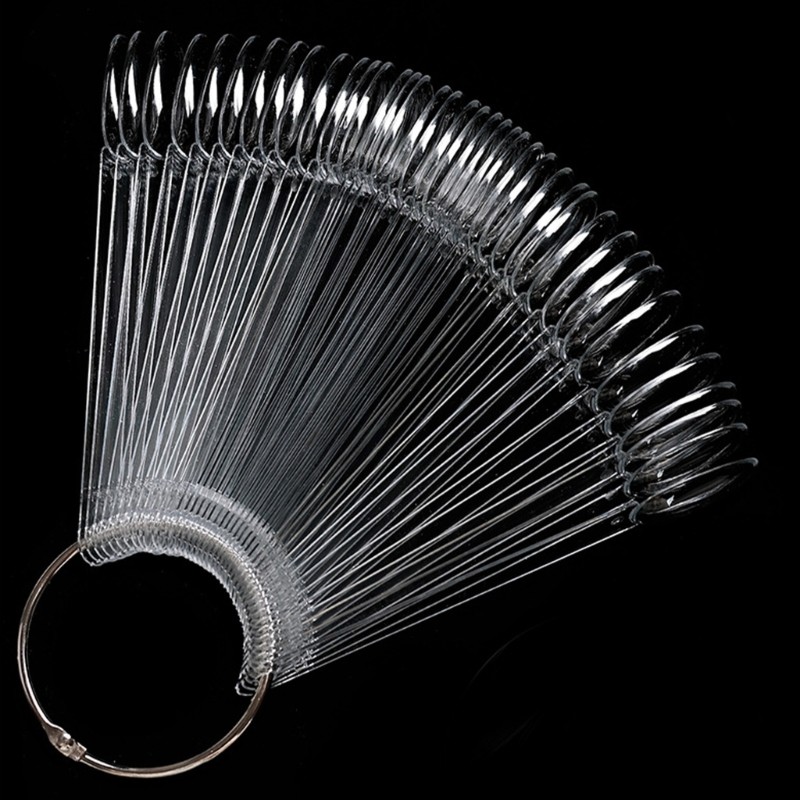 50 Pcs Clear Fan Shaped Nail Display Sticks Hair Accesory for DIY and Salon Use