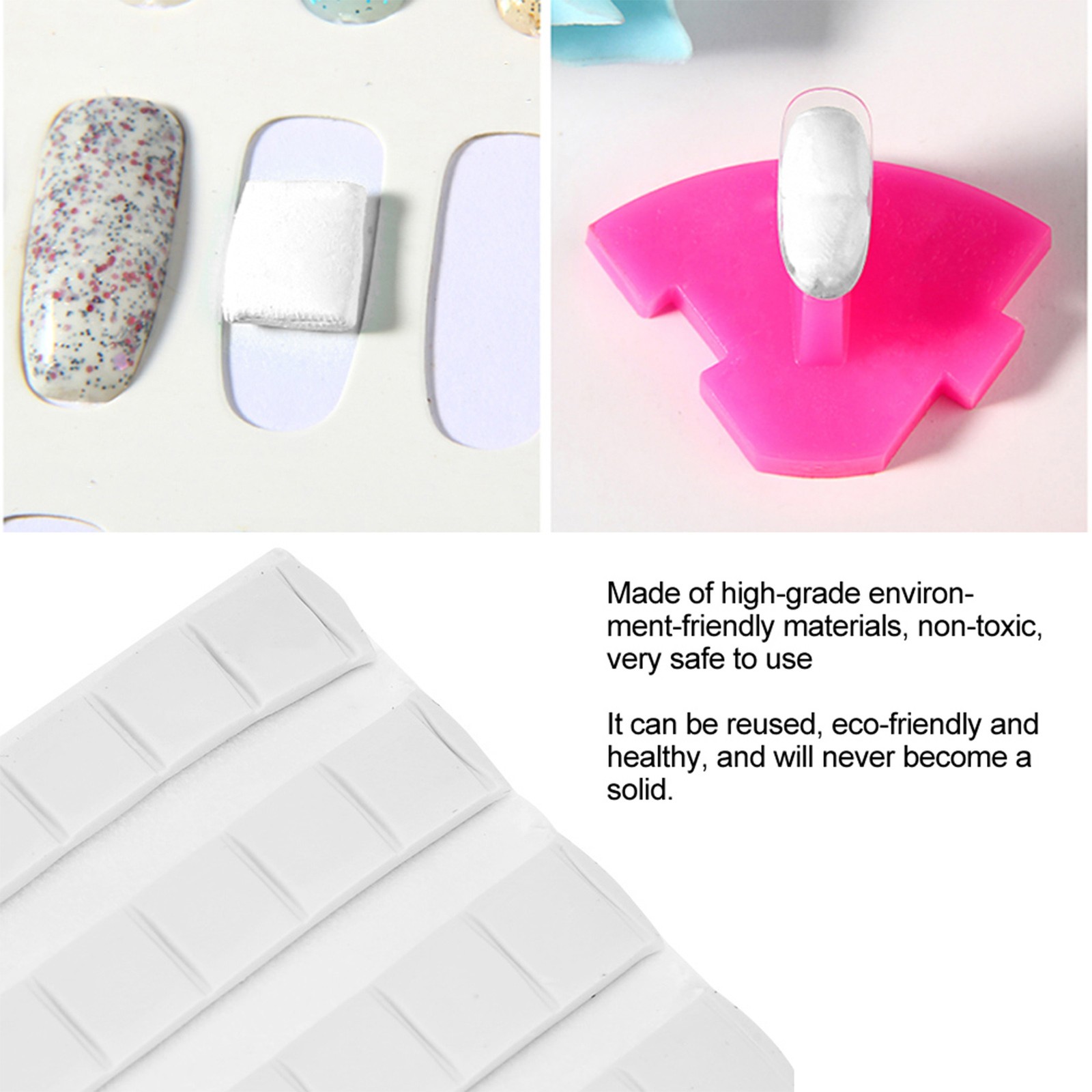 Nail Tip Display Stand Clay Nail Art Tool Decoration Fix Glue Manicure Clay SET