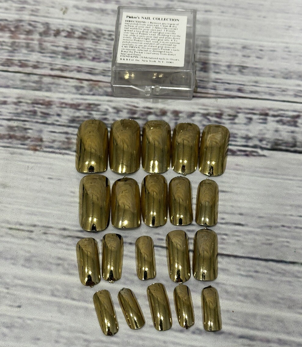 Vintage Gold Metalized Nail Jewelry Art Reuse Fake Press 10 Sizes New In Box