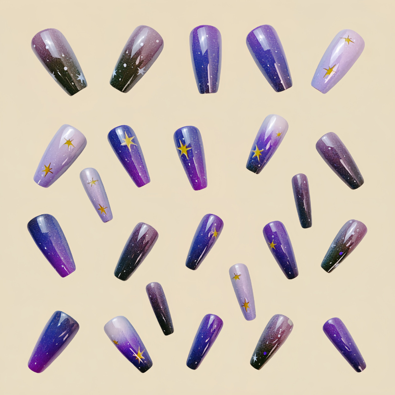 4 set （24Pcs/set ）Purple color False Nail Art Full Cover Artificial Fake Nails
