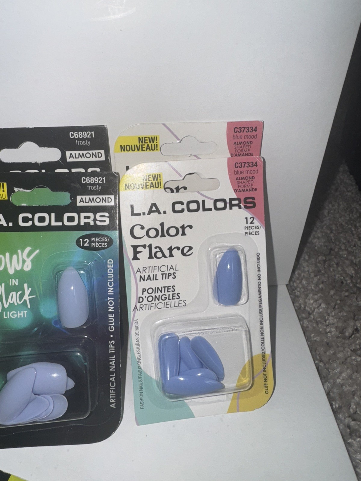 L.A. Colors Glue On Nails Bundle – Almond Square Coffin Shape 11 Packs