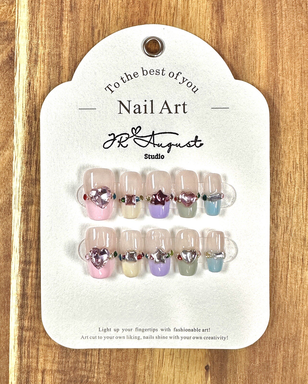 press on nails handmade Rainbow Colors Diamond XS S M