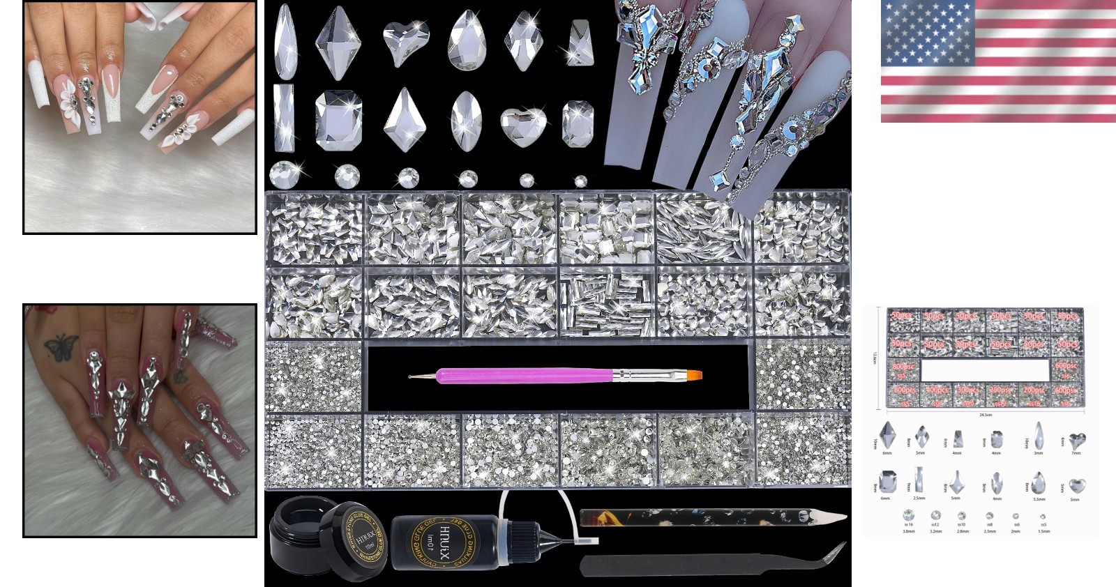 Transparent Nail Rhinestones Kit – 4950pcs
