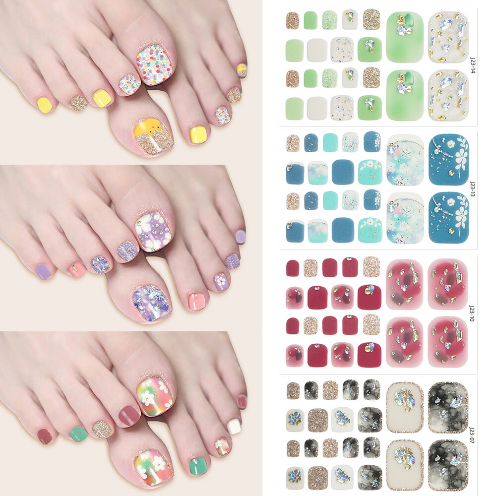 Full Size Nail Wraps Stickers Polish Toe Manicure Art Self Stick Decor 3D Decals