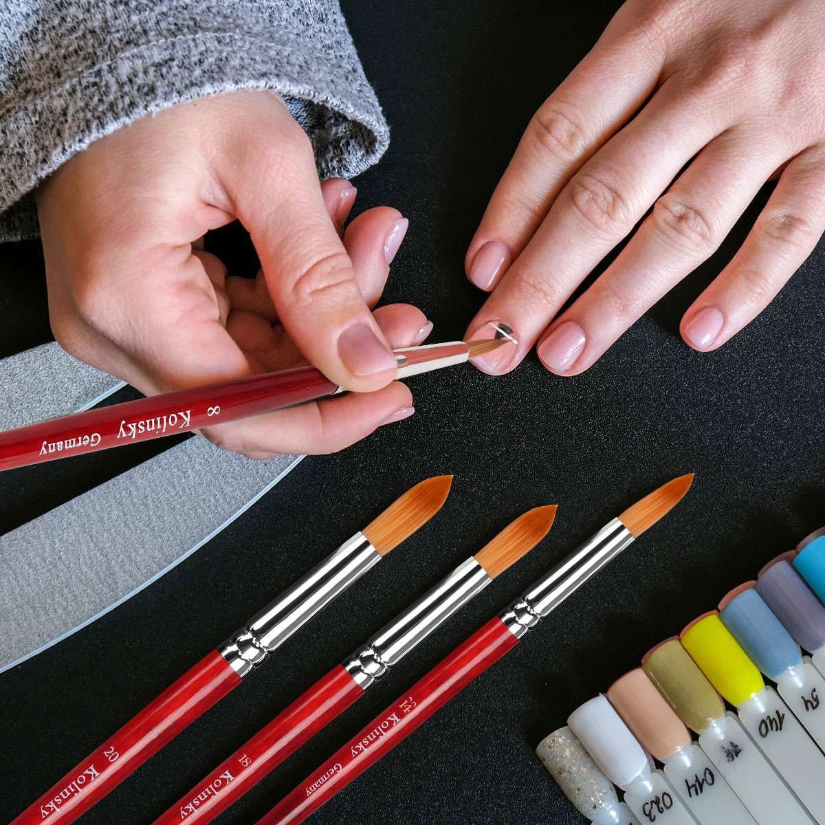 Kolinsky Sable Brush Nail #8-22 Nail Art Brush Red Wood Handle Manicure Tool