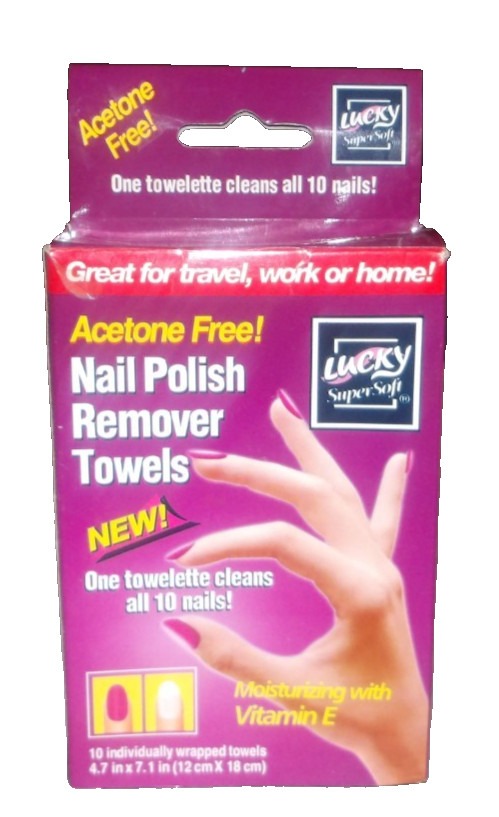 Lucky 7 Pack Acetone Free Nail Polish Remover Towels (Box Open)