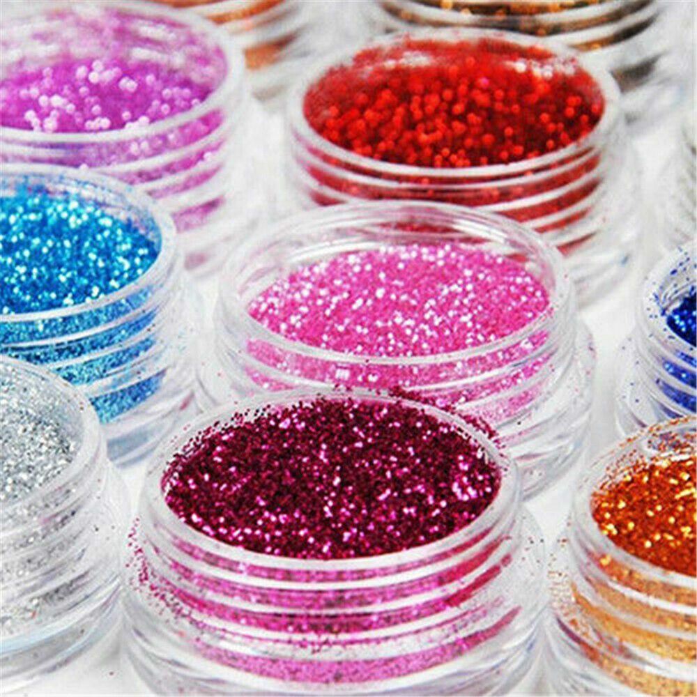 12pcs Color Glitter Dust Powder Set Decoration Nail Art Tips Manicure Convenient