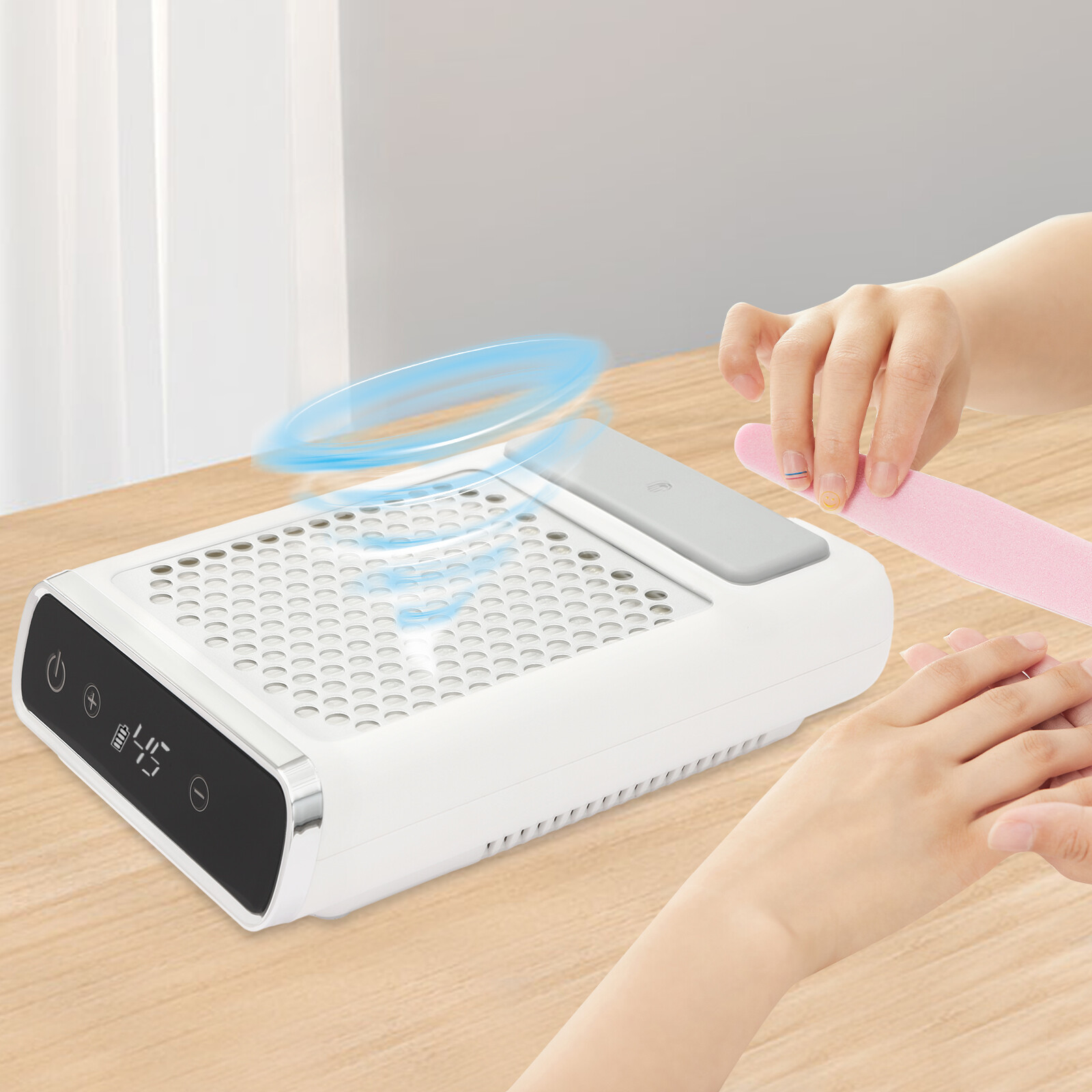 80W Nail Dust Collector LCD Touch 0–4500 RPM Adjustable Corded With Battery