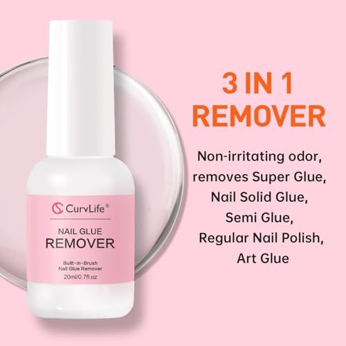 15g Quick Dry Semi Solid Nail Glue Gel and 20ml Brush Nail Glue Remover Set