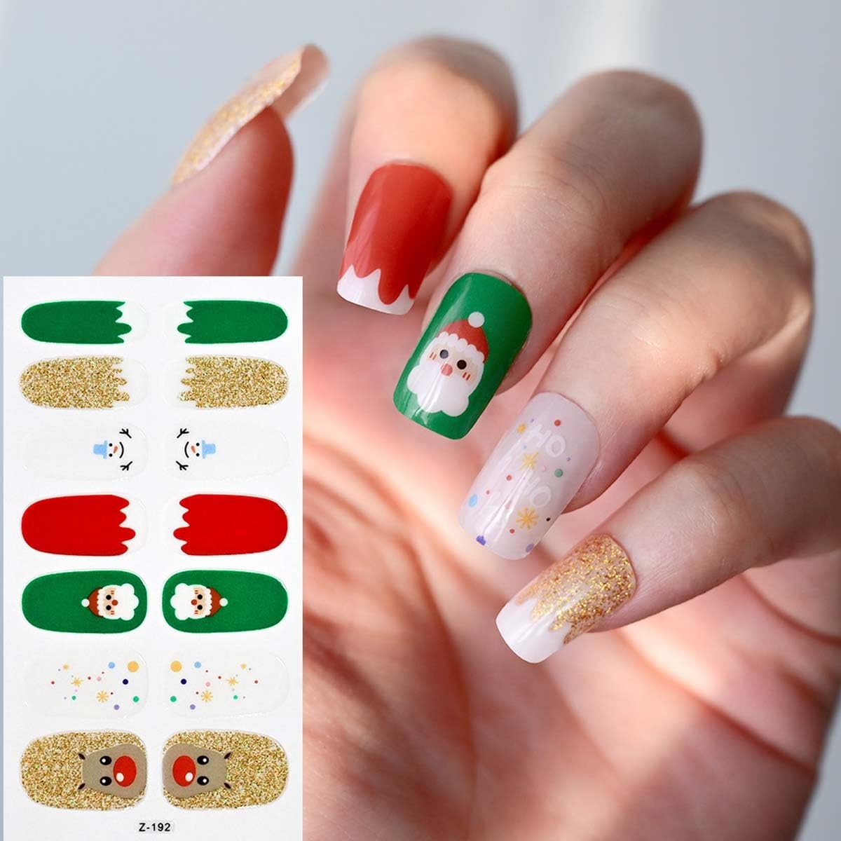 6 Sheets Christmas Nail Wraps Stickers Glitter Christmas Nail Polish Snowman …