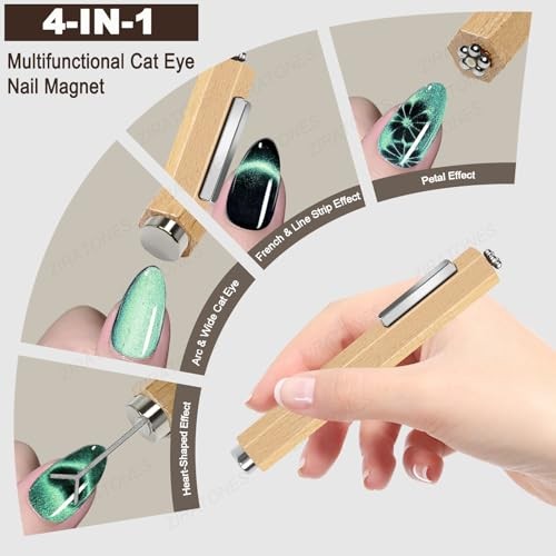 3 in 1 Nail Magnet with Heart Shaped Cat-Eye Tool, Multifunctional Cat Apricot