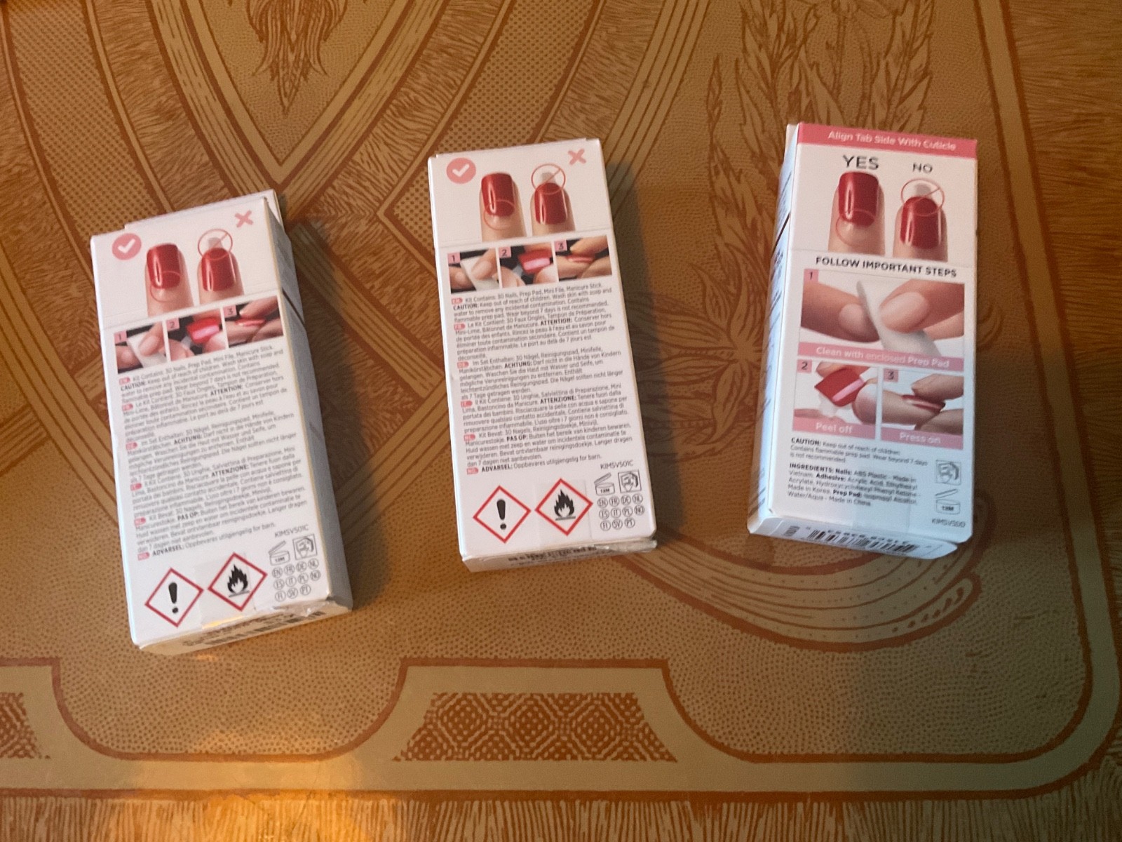Impress Set Of 3 No Glue Manicure- 2 Red , 1 Tan Sparkle