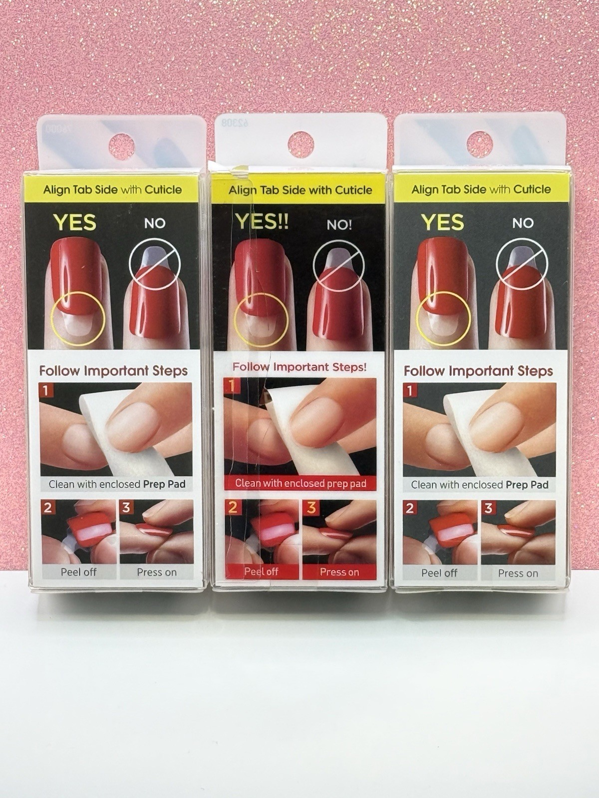 Kiss imPRESS No Glue Press-On Nails Burgundy Wine Nude Glitter Lot Of 3