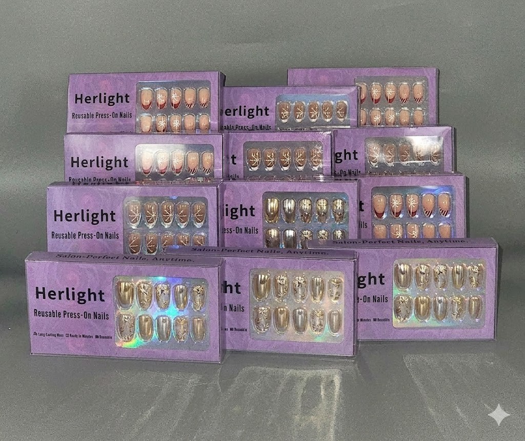 12 Packs Herlight Reusable Press-on Nails Assorted Designs/Patterns Long Lasting