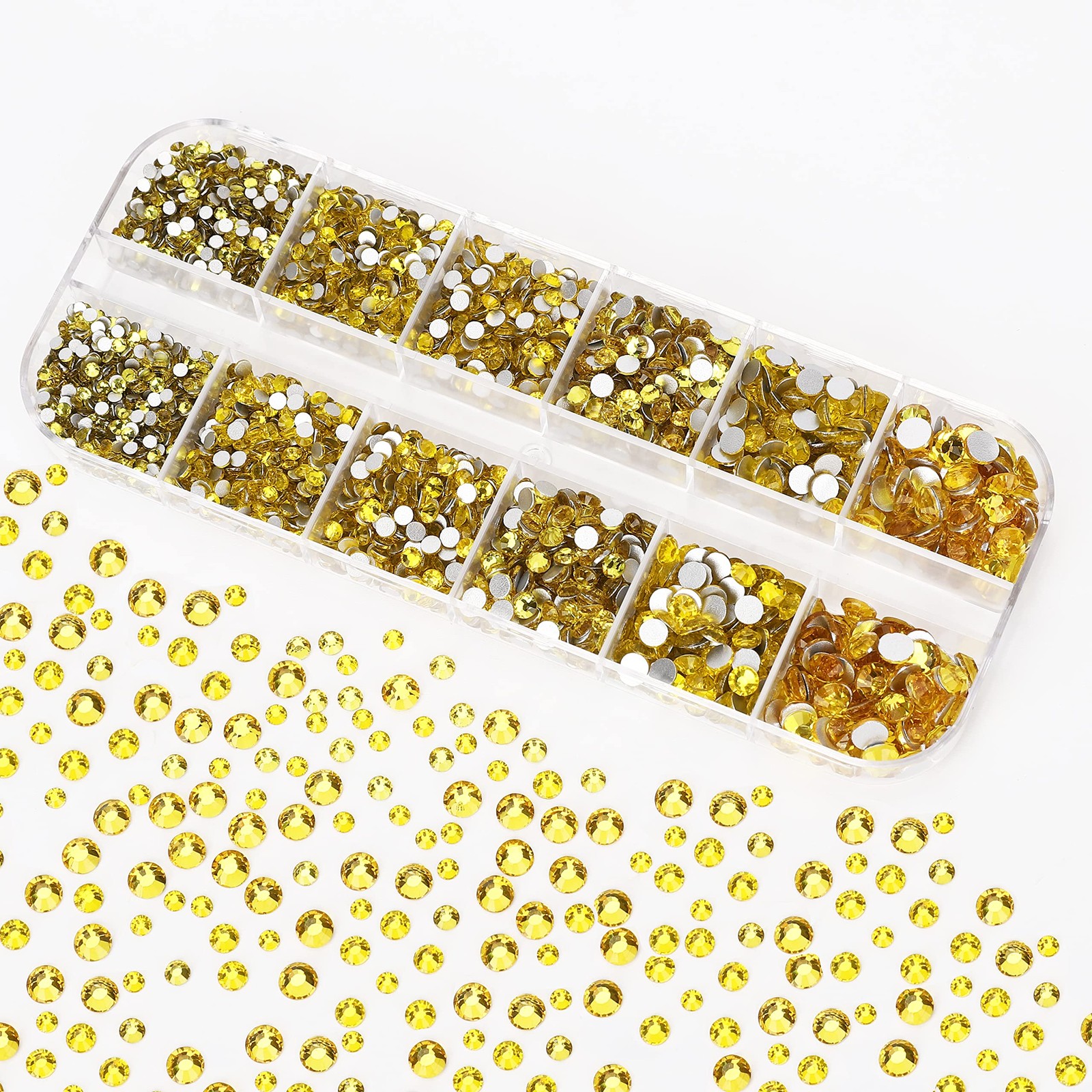 2400Pcs Lemon Yellow Flatback Rhinestones for Crafts,Nail Gems Glass Flatback…