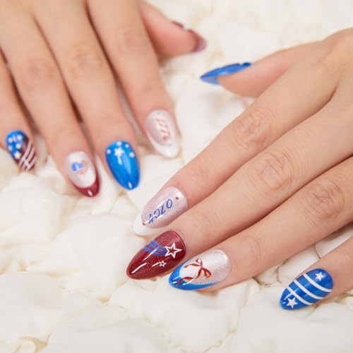 Almond Cat Eye Salon 4th of July Press On Nails – Memorial Day Nails