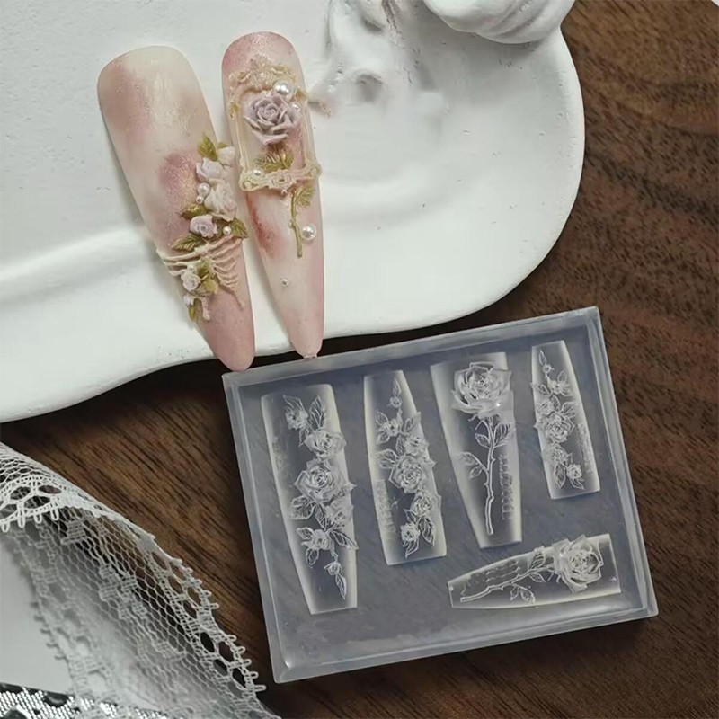 Silicone Nail Art Molds Embossing Carving Templates For Nail Enthusiasts