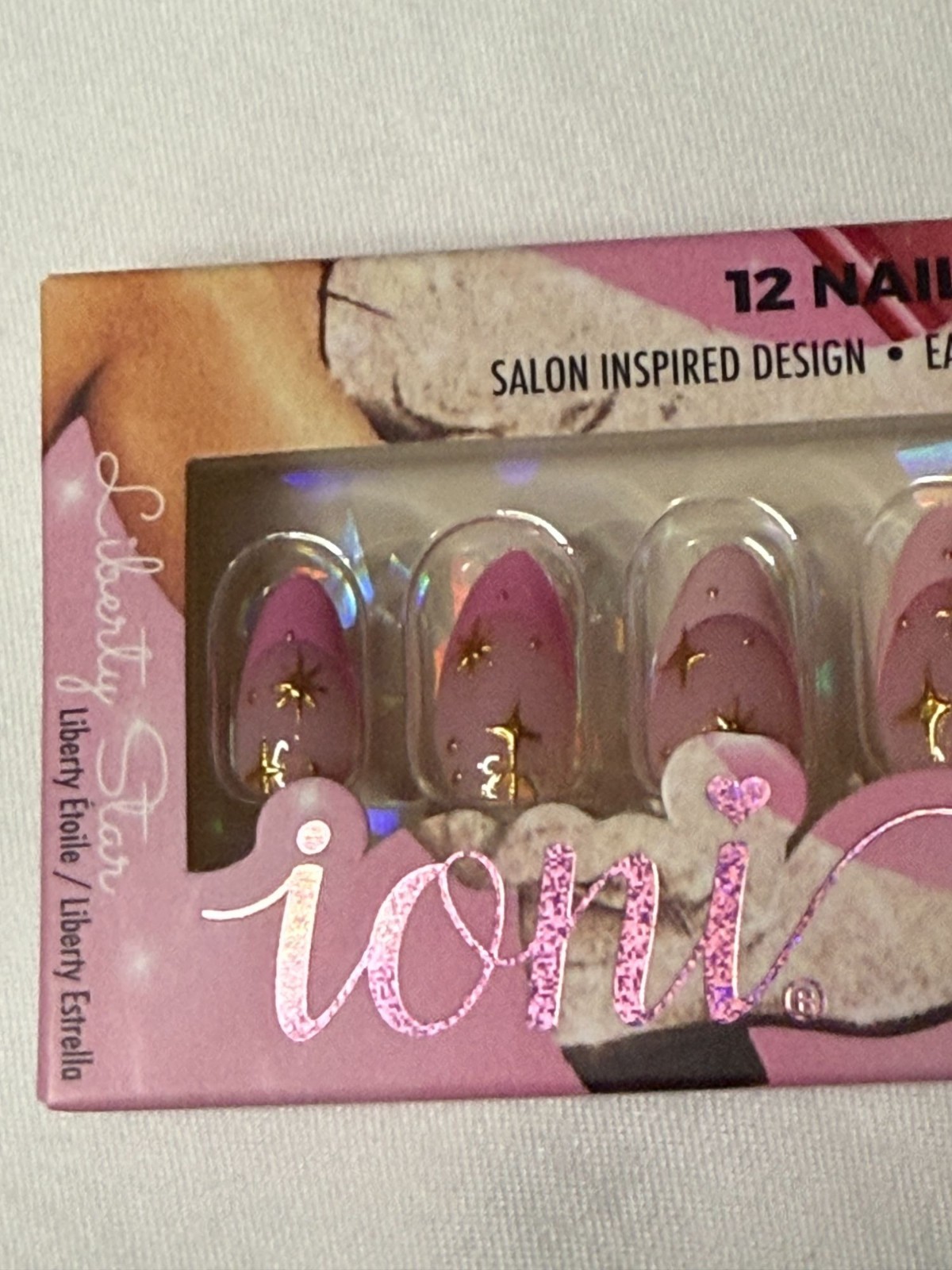 Ioni Pink Cowgirl Nail Art Tips Liberty Star Press On Nails Almond Short 12 Pc