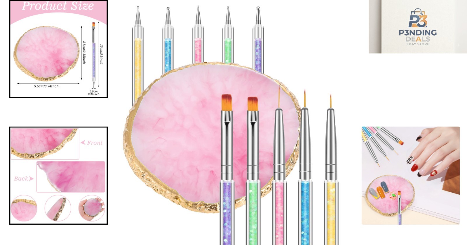 Luxury 6-Piece Resin Nail Art Palette & Brush Set for Stunning Nail Designs