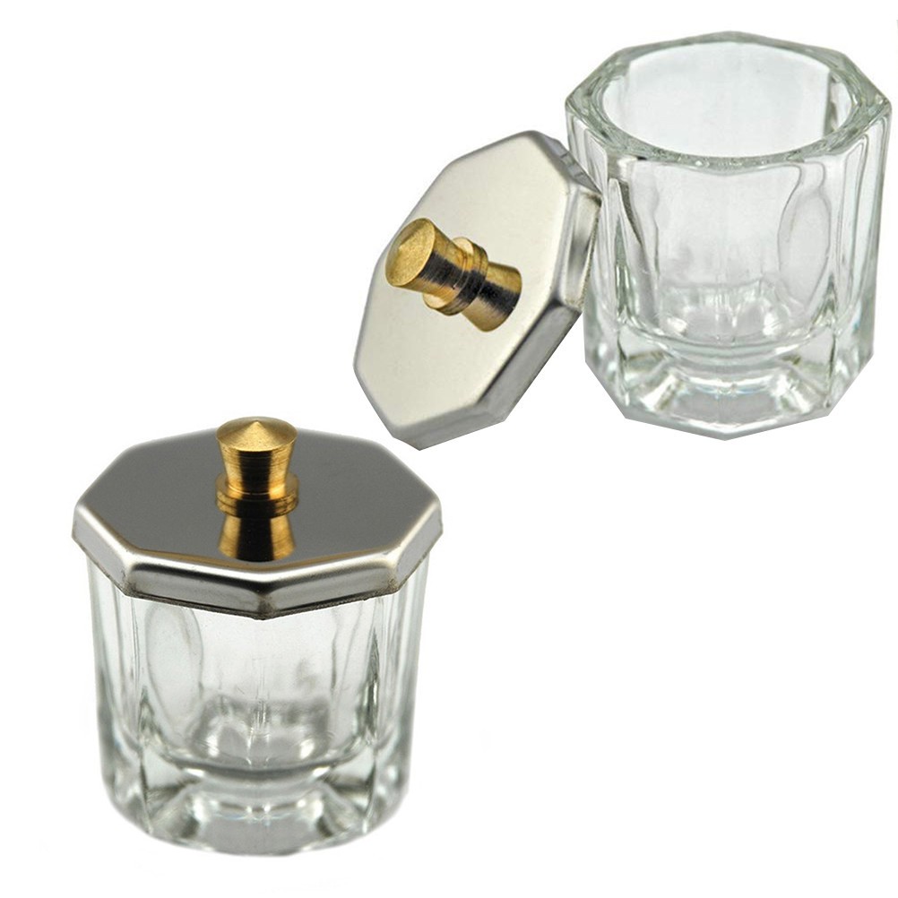 2Pcs Reusable Crystal Nail Art Cups Durable for Acrylic and Powder Mixing