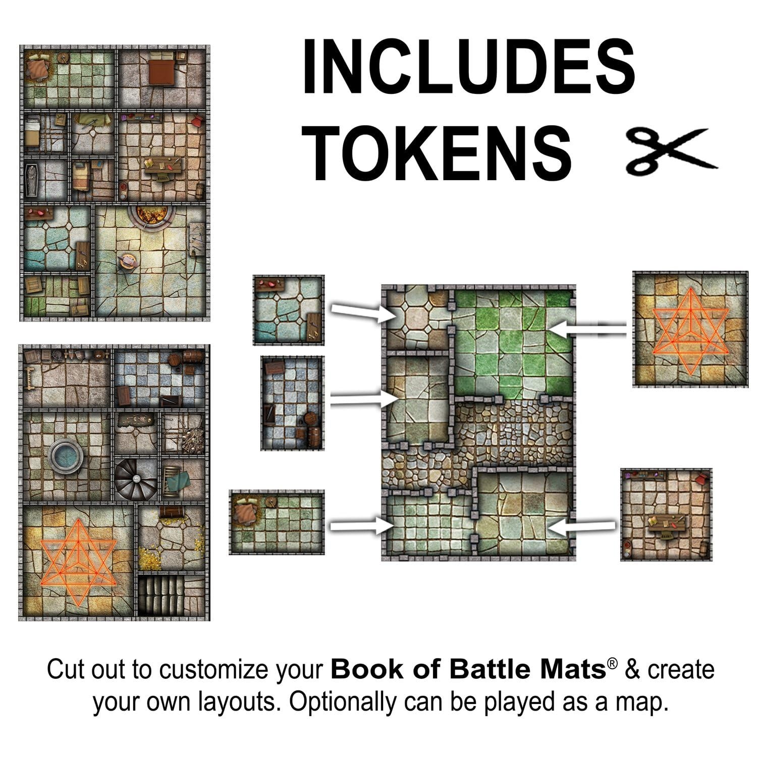Loke Big Book of Battle Mats Cells 8 inches by 12 0.1 inches, Green