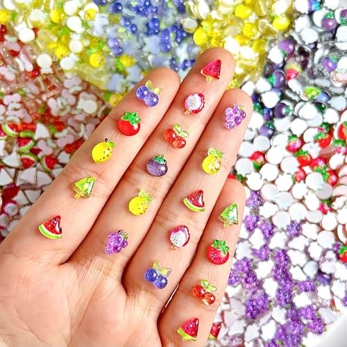 150PCS 3D Summer Fruit Rhinestones Nail Charms Colorful Mixed Resin Style12
