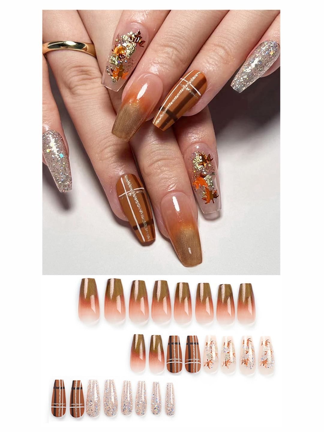 Secret Lives Reusable Brown Ombre Color With Silver Golden Glitter 24 set