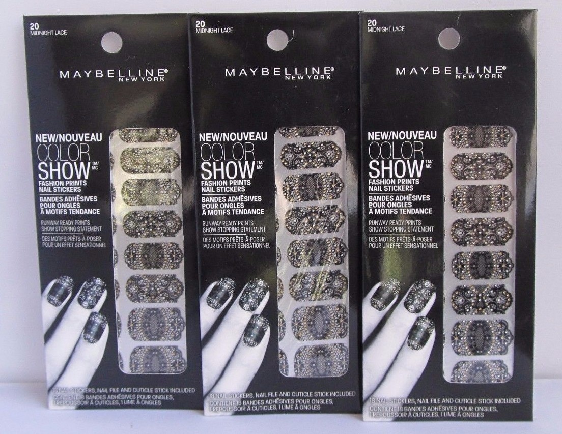 2X Maybelline New York Color Show Nail Stickers 20 Midnight Lace