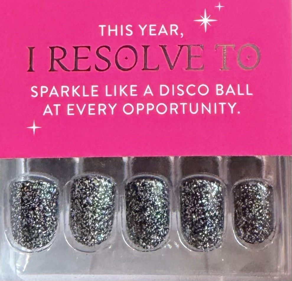 Red Aspen Press On Short Square Black Glitter Nayeli’s New Year’s Resolution 🪩