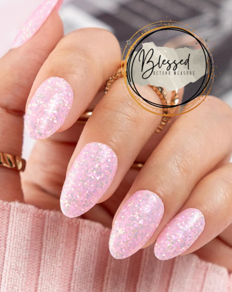 Red Aspen Press On Nails- Valentine’s PINK Laugh & Love, Brooklyn Almond Medium