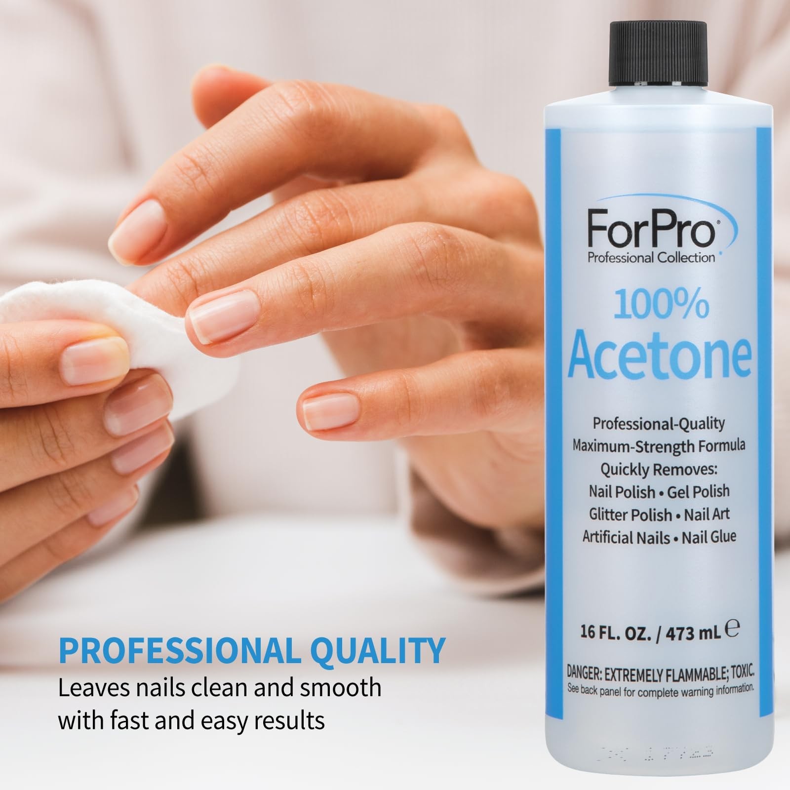 ForPro Professional Collection 100% Pure Acetone, 16 Fl Oz (Pack of 1), Clear
