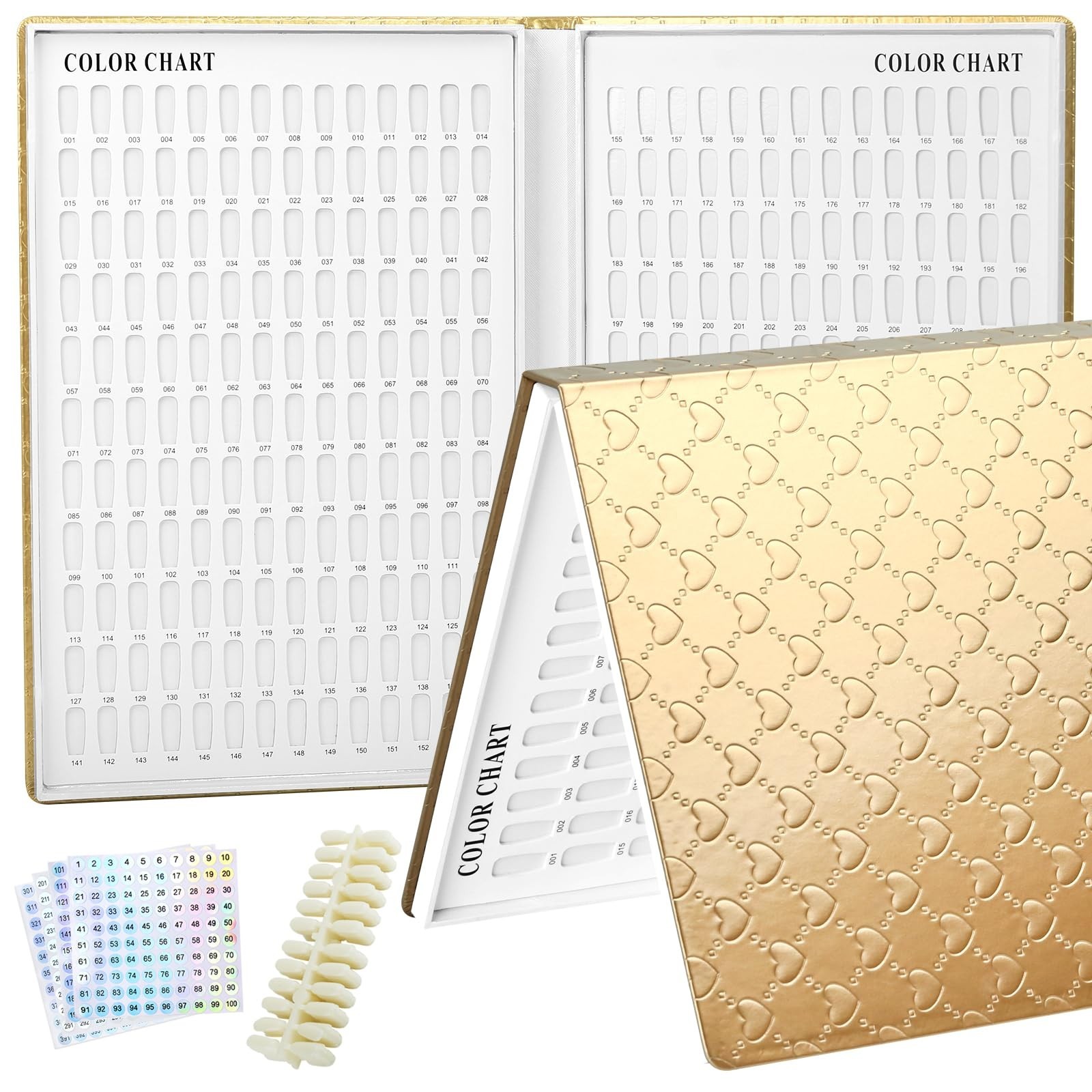 308 Colors Nail Swatches Book – 360 Nail Tips Color Chart Display for Gel Polish