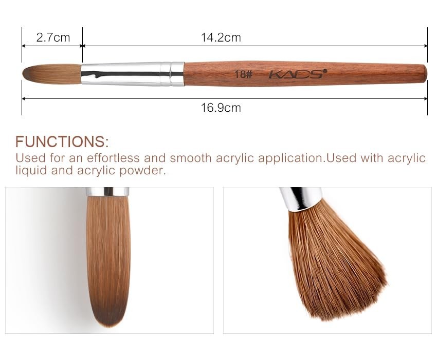 KADS Nail Acrylic Brush Kolinsky Nail Extension Brush Oval Crimped Shaped