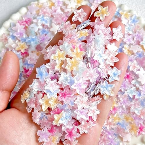120Pcs Summer Flower Nail Art Charms 3D Colorful Hibiscus Flowers Nail style05