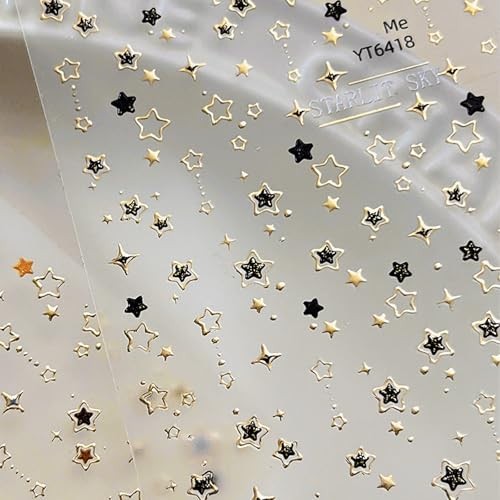 Star Nail Stickers for Nail Art 3D Glitter Cute Colorful Star Luxury Cute Stars