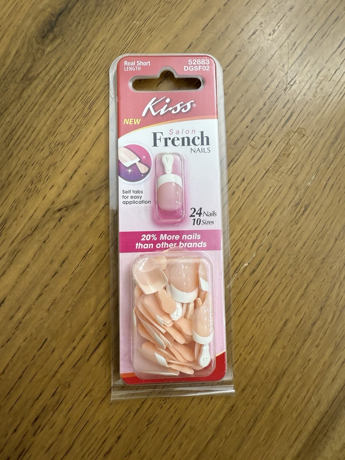 KISS SALON FRENCH NAILS REAL SHORT LENGTH 24 NAILS NATURAL DGSF02 Real Short