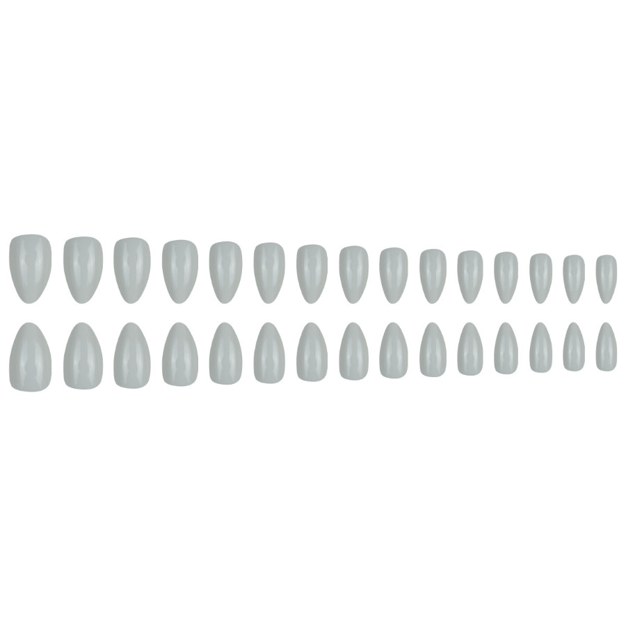 60pcs Almond Press on Nails, Solid Cream White Glossy Round Minimal Nails