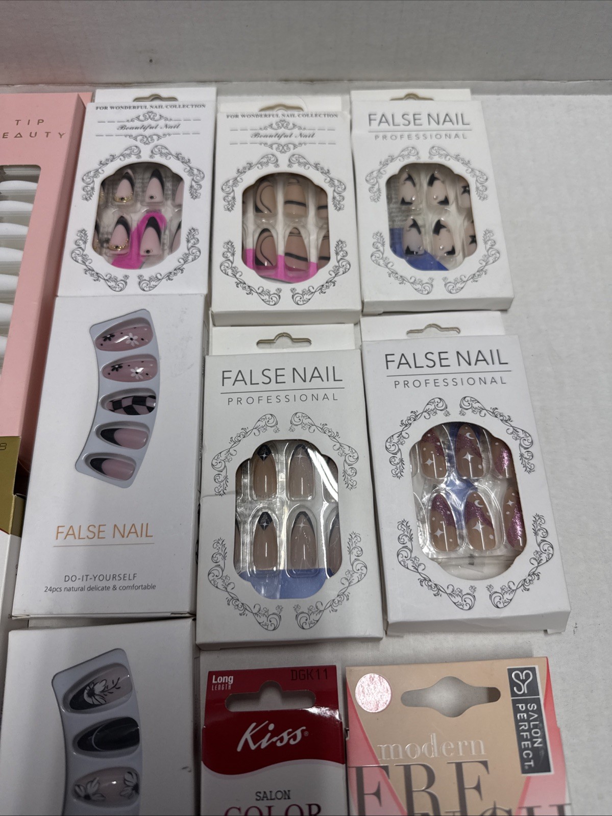 Lot of 20 New Packs Fake Glamorous Nails Different Brands Lengths Colors Types