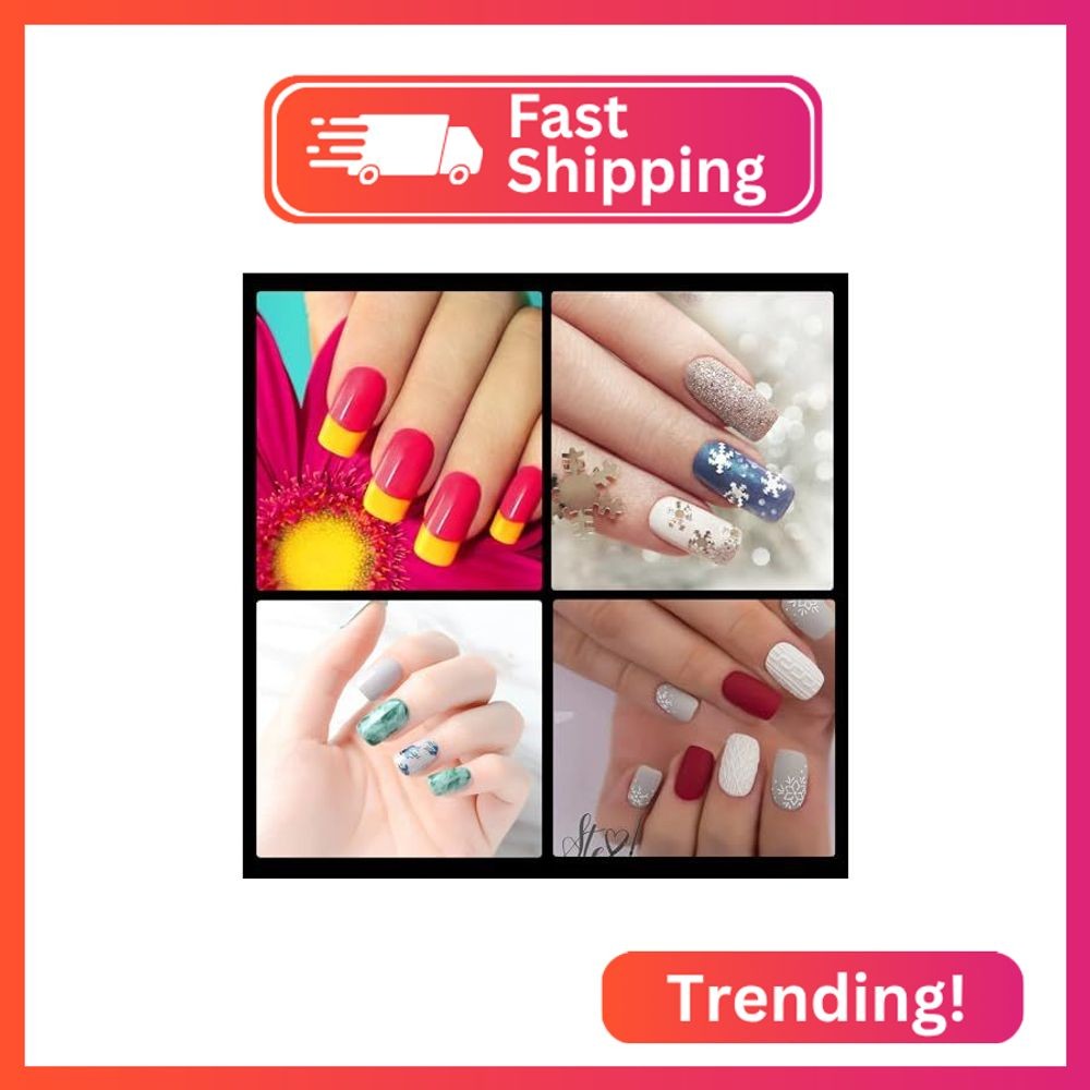 Half Matte Medium Square Fake Nail Tips, Soft Gel Pre-Shaped Nail Tips, Full Cov