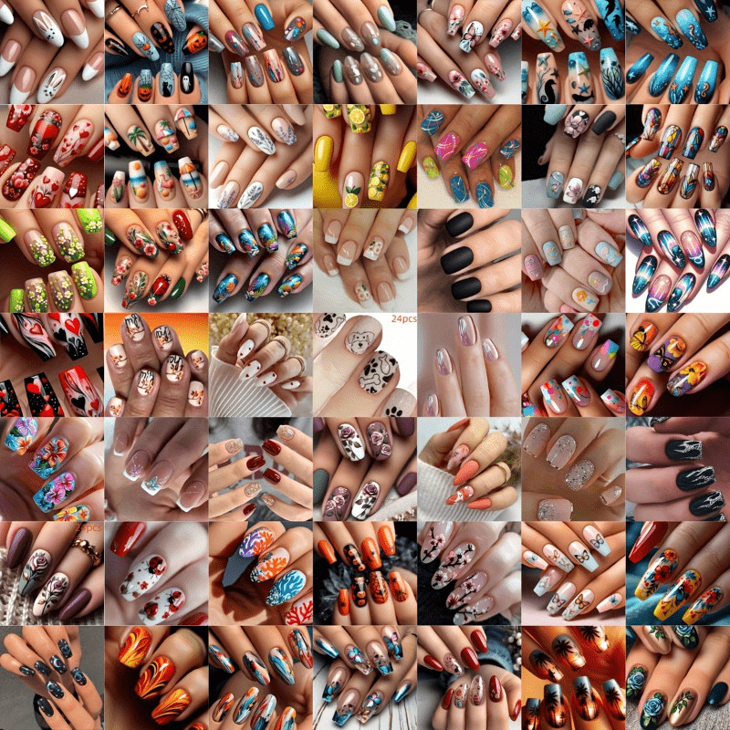 240/10 Boxes of Various Styles Randomly Mixed, Detachable, and Reusable Nail Art