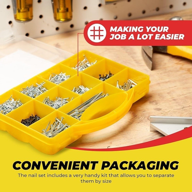 Multi-Purpose Nail Assortment Kit 1800 Quality Nails DIY Woodworking Projects US