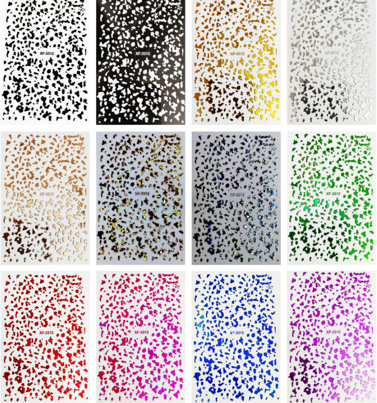 12Pcs Lepoard Print Nail Art Sticker Laser Gold Art Decal Self-Adhesive NH15