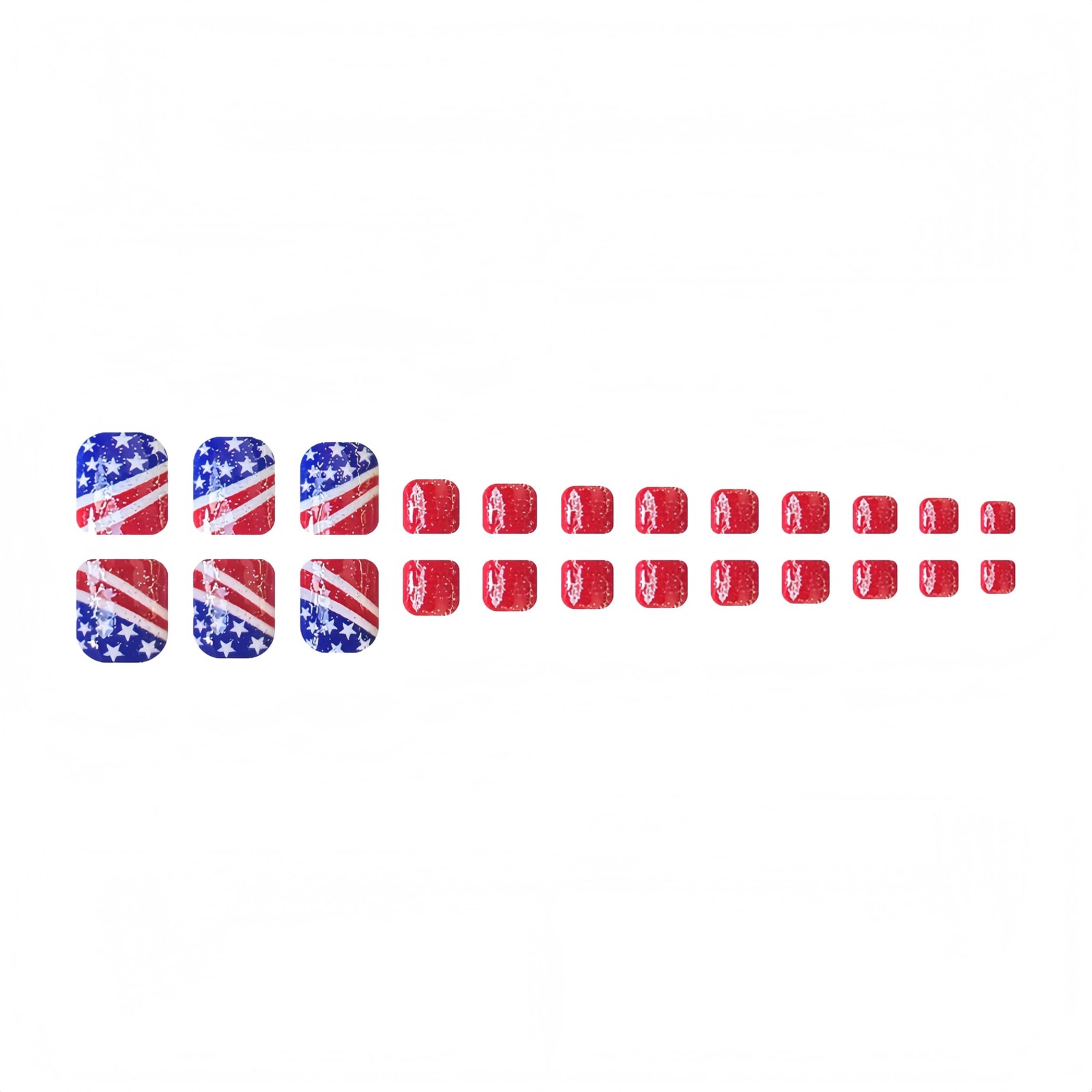 24Pcs 4th of July Press on Toenails Short 1 Fl Oz (Pack 1), Multicolor