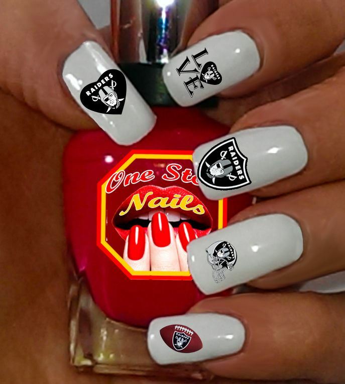 Raiders Nail Art Waterslide Decals Tattoo Ver.3 for Las Vegas football team fans