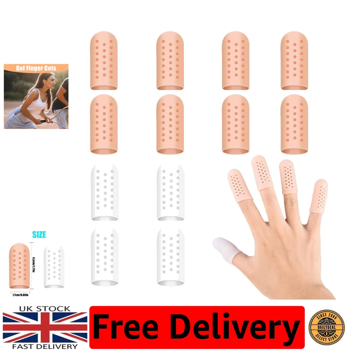 Customizable Silicone Finger Cots – 12 Pack to Relieve Pain from Eczema & More