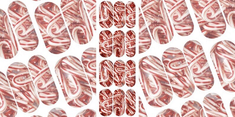 Christmas Tree Candy Cane Santa Claus Snowflakes Nail Art Decals Manicure Wraps