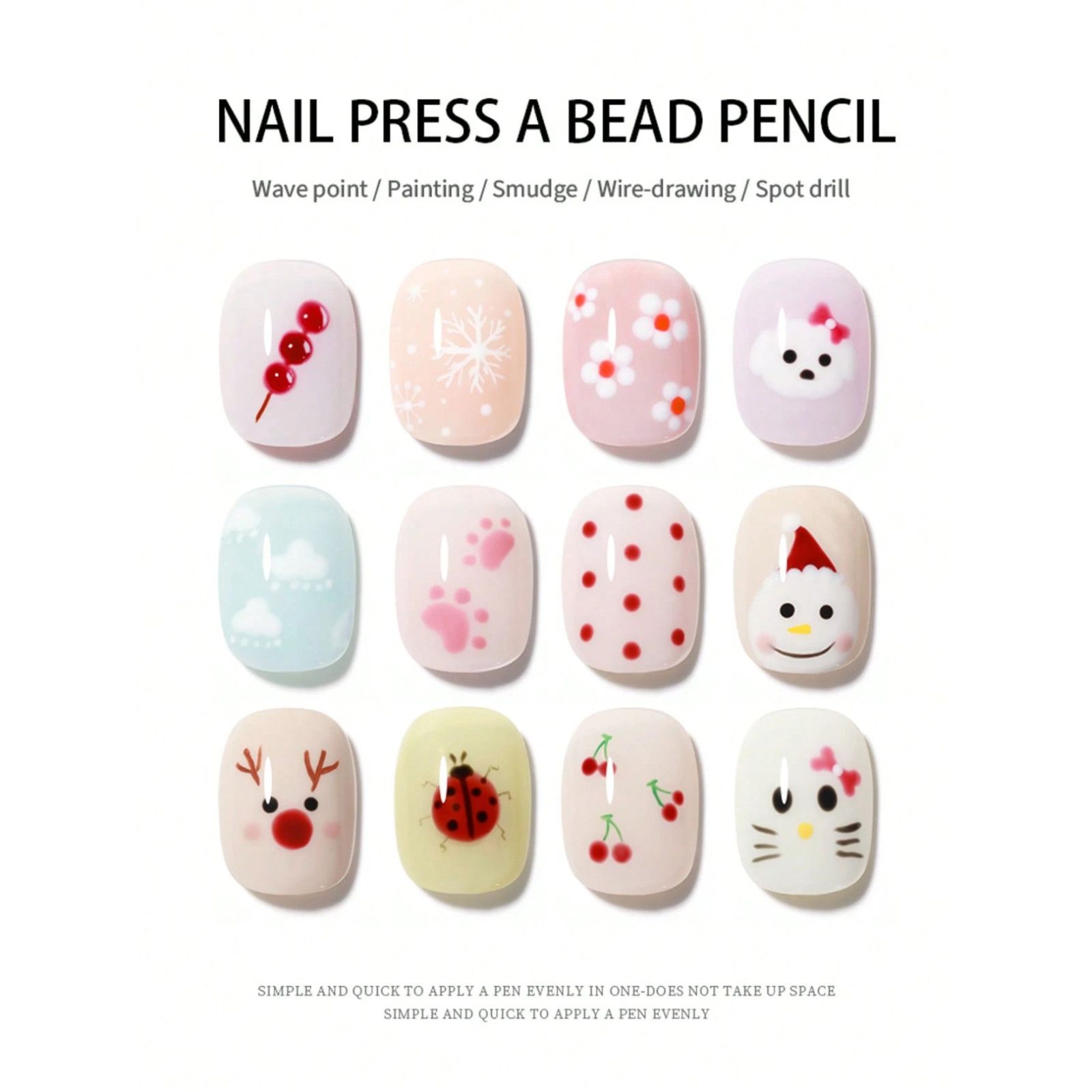 5-In-1 Nail Art Dotting Pen Pressure-Activate Dot Pen Painting Glitter for Women