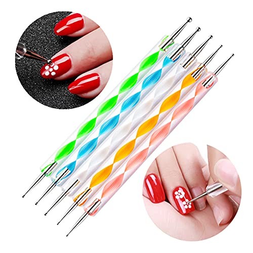 5PCS Dotting Pens and 3PCS Nail Painting Brushes, 8 PCS, Multicolor