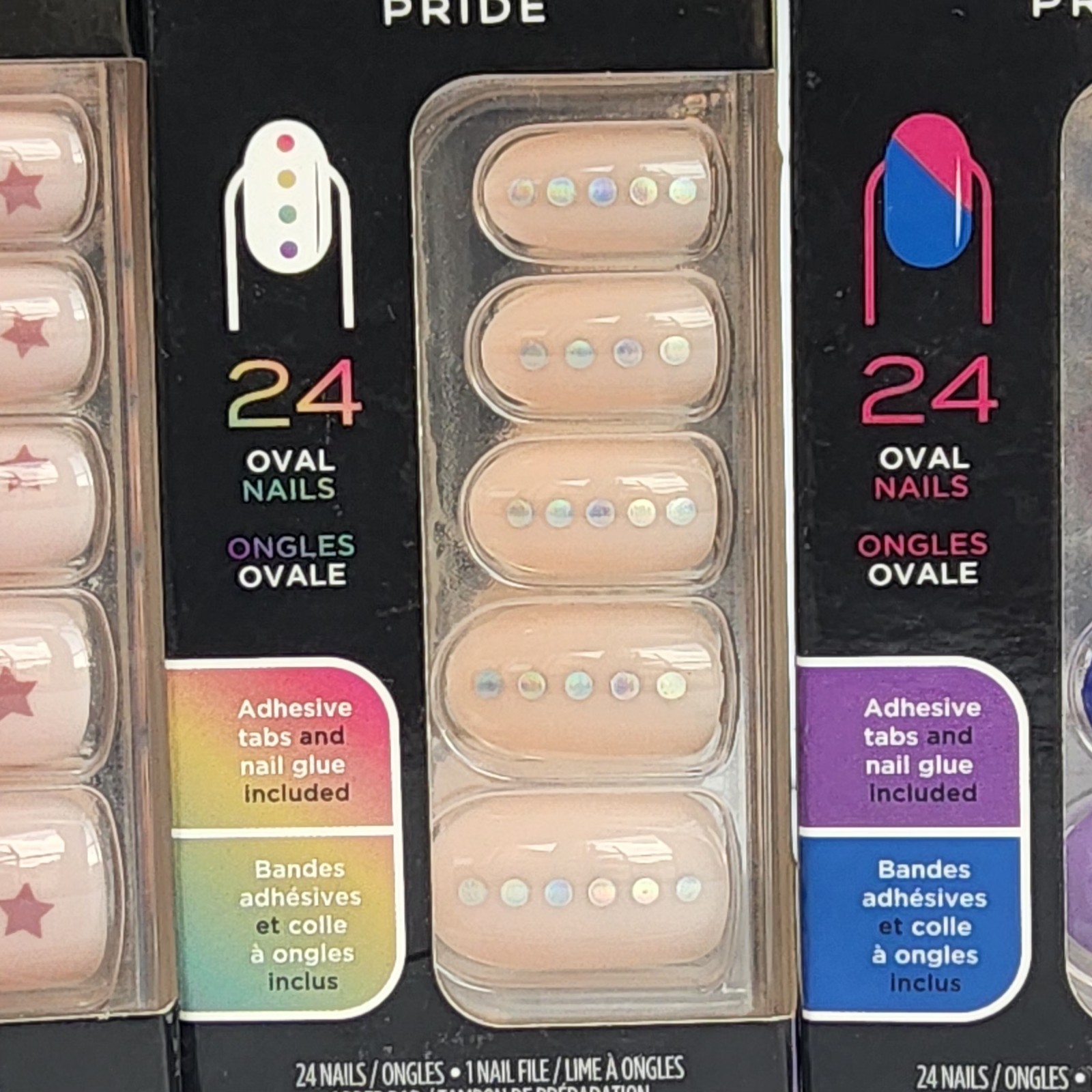 Lot of 4 Sally Hansen Salon Effects Perfect Manicure Press-On Nails PRIDE & more