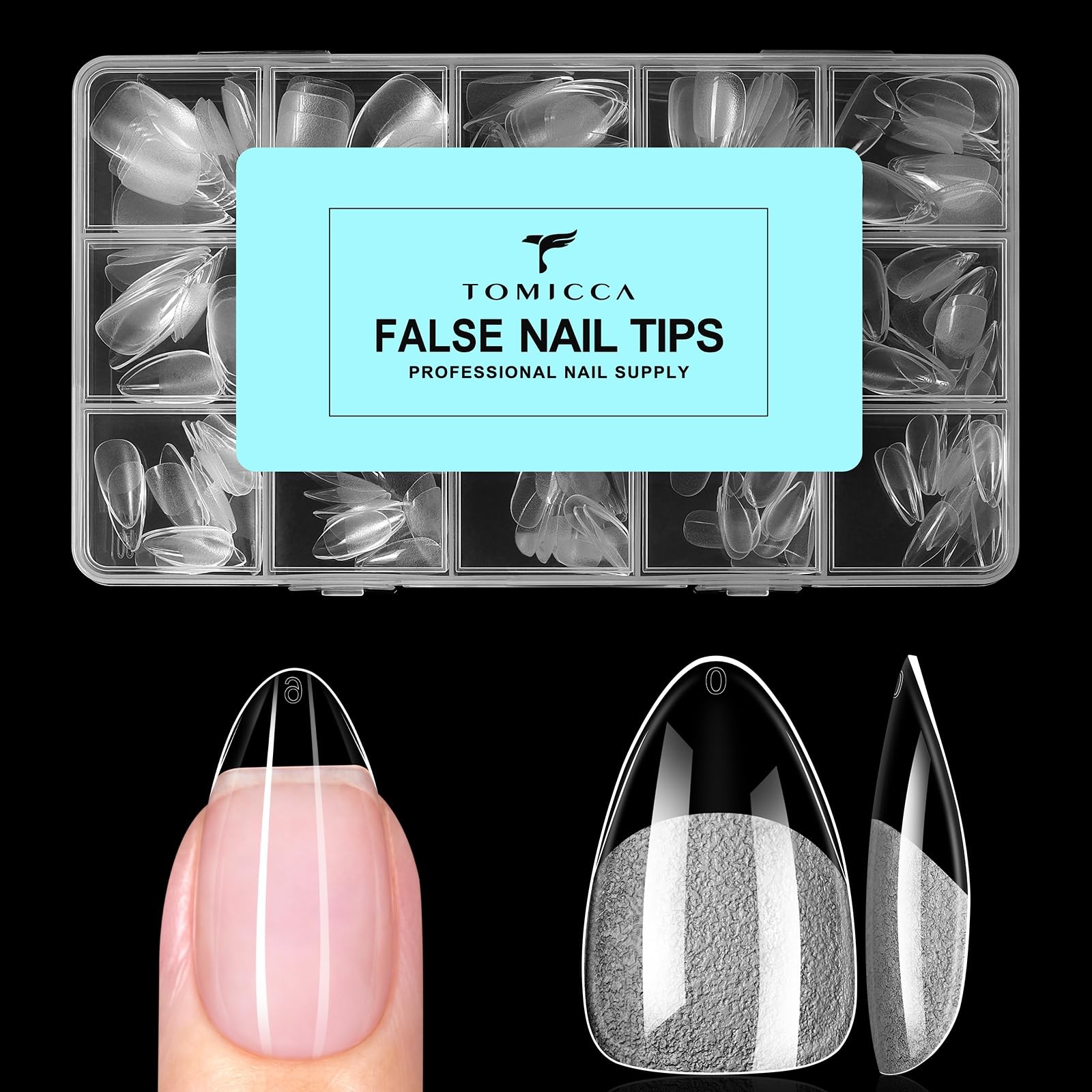 Short Almond Nail Tips – 240pcs 15 Sizes Soft Gel Tips, Half Matte Pre-Shaped…